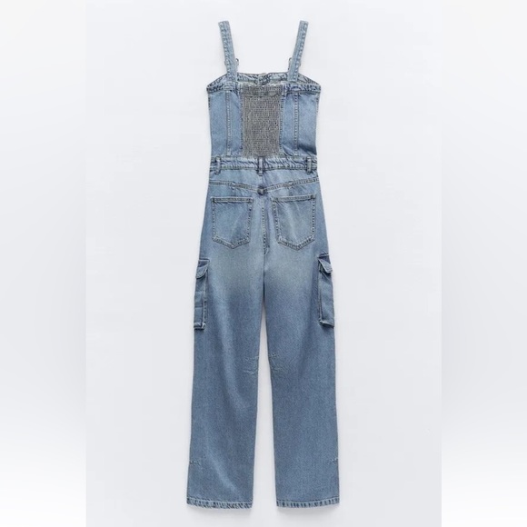 ZARA NWT WOMAN TRF DENIM CARGO JUMPSUIT BLUE | 8197/238 293/015 - Picture 10 of 11